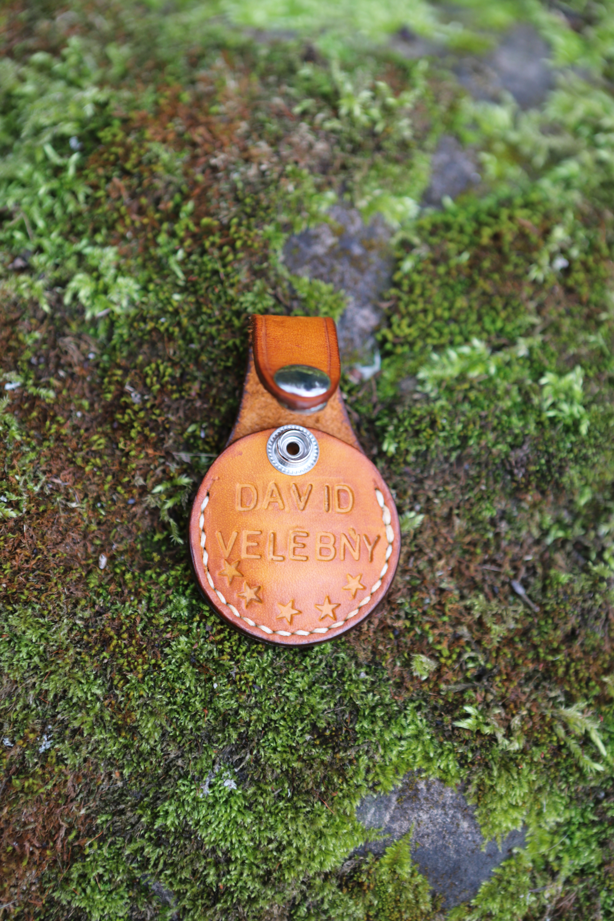 Anchor – Handmade Leather AirTag Case secured with press stud.