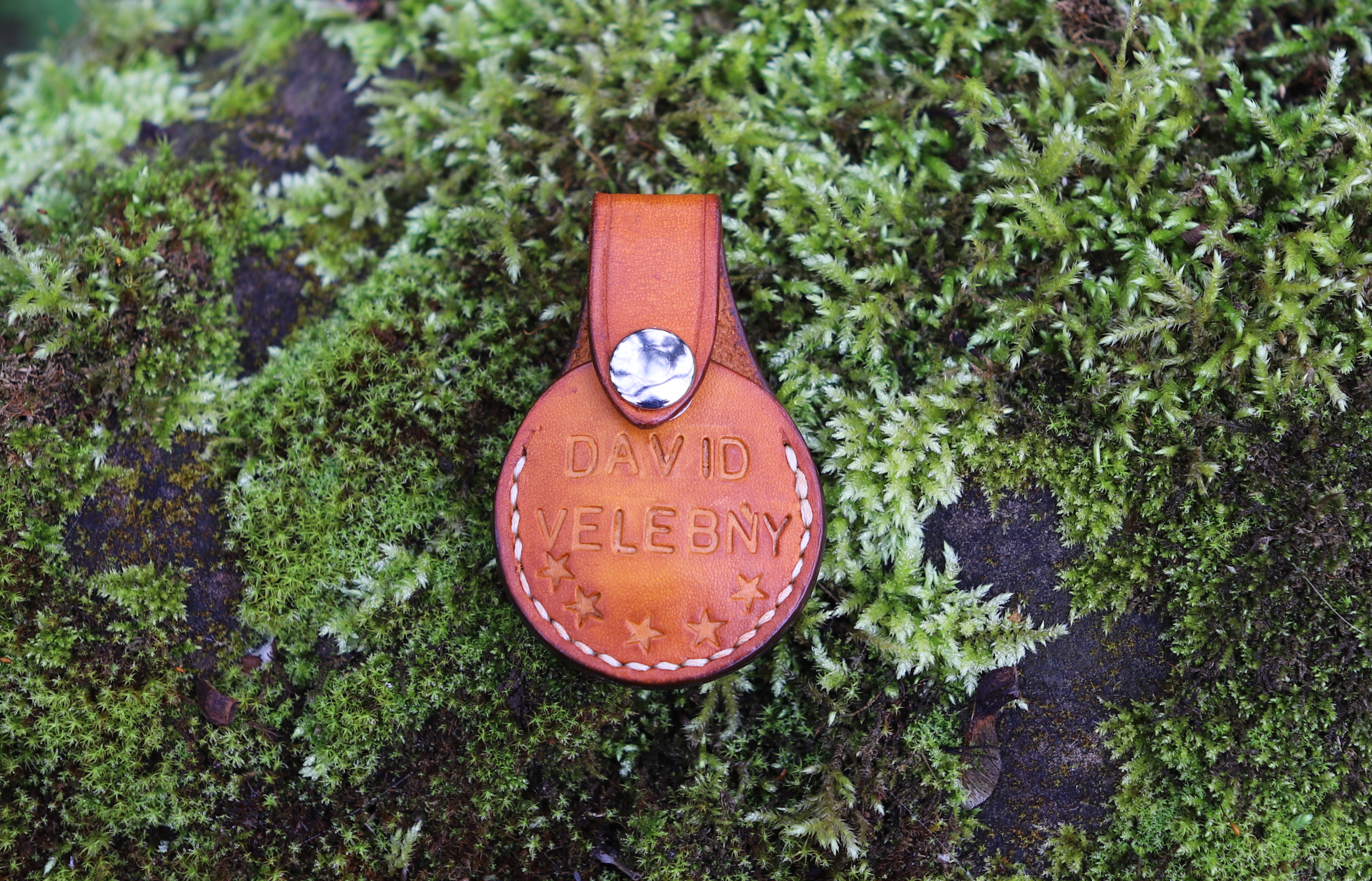 Anchor – Handmade Leather AirTag Case secured with press stud.