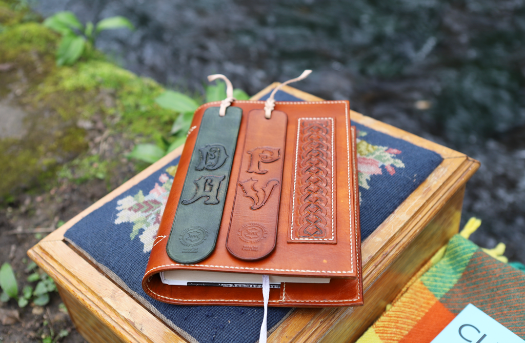 Carved Initial Leather Bookmark