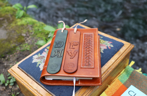 Carved Initial Leather Bookmark