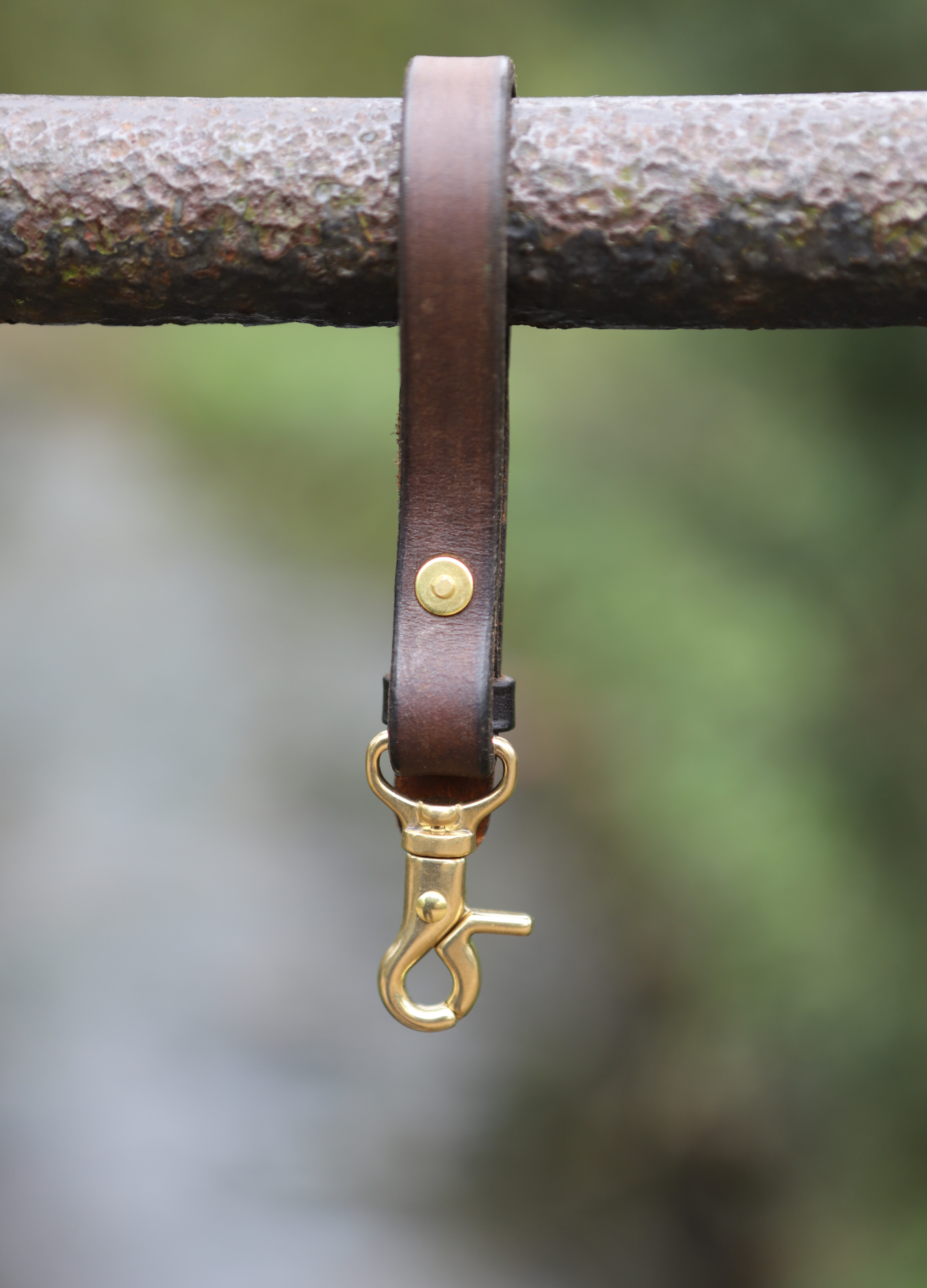 Oak - Leather  Key strap with Solid Brass