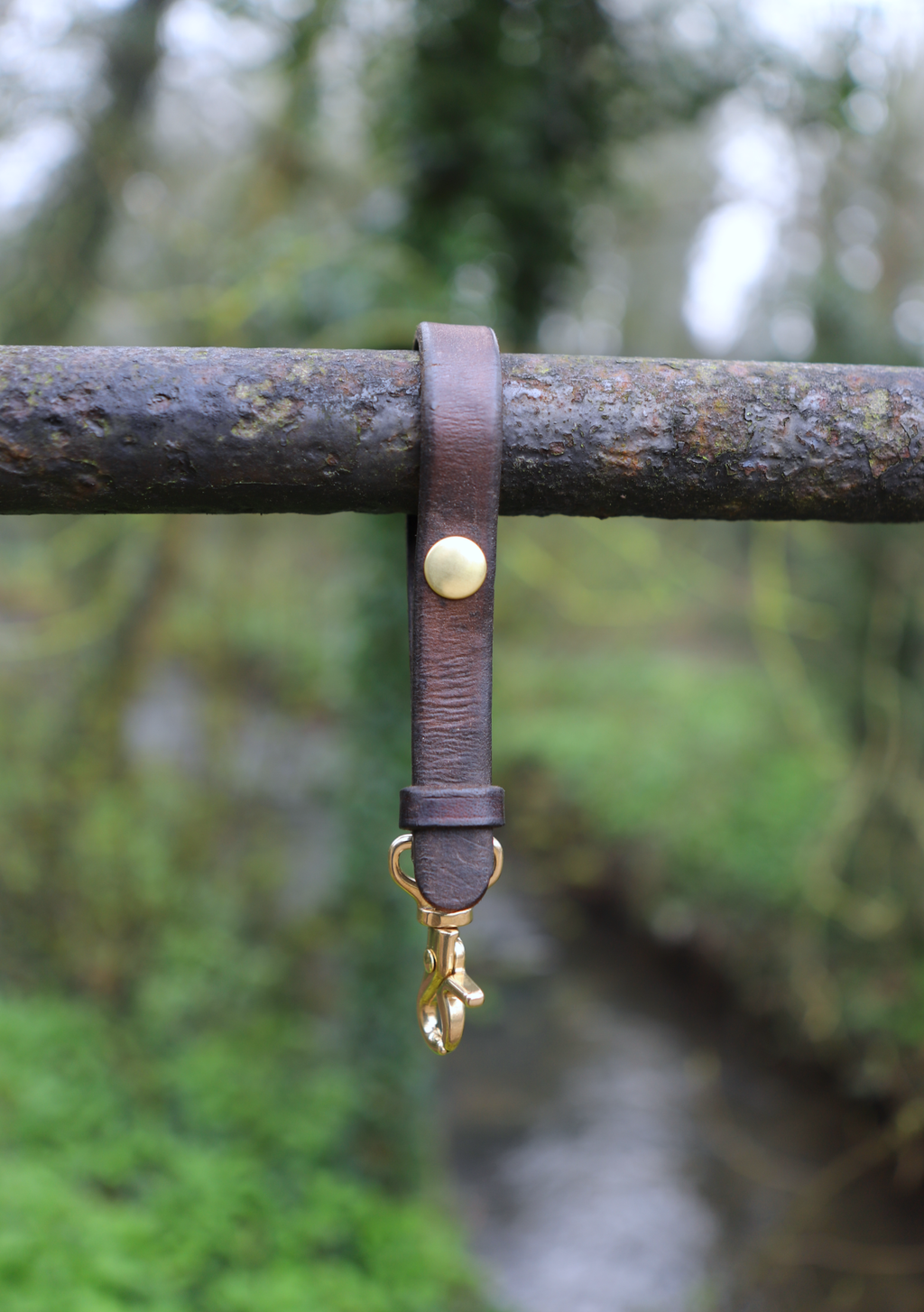 Oak - Leather  Key strap with Solid Brass