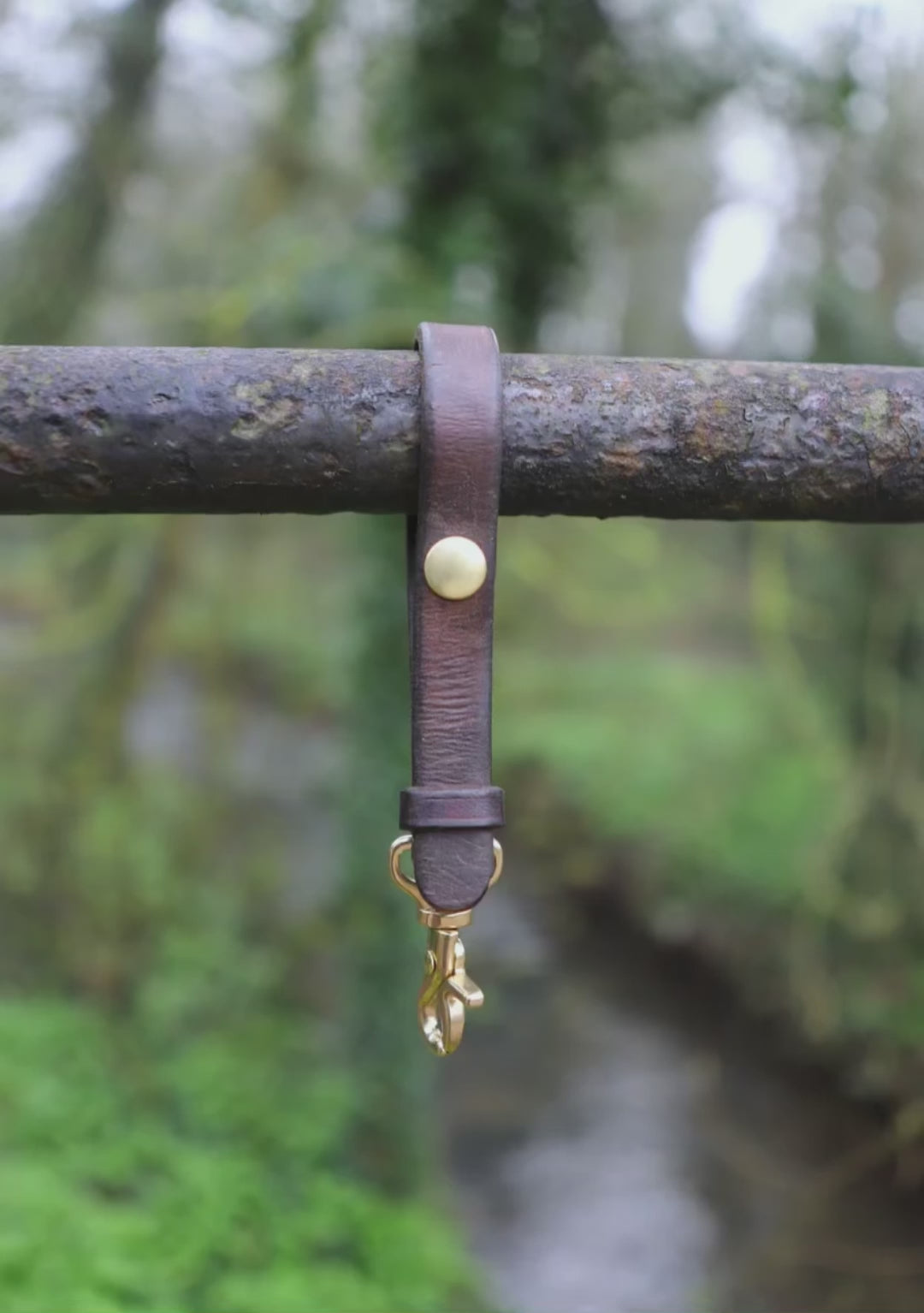 Oak - Leather  Key strap with Solid Brass